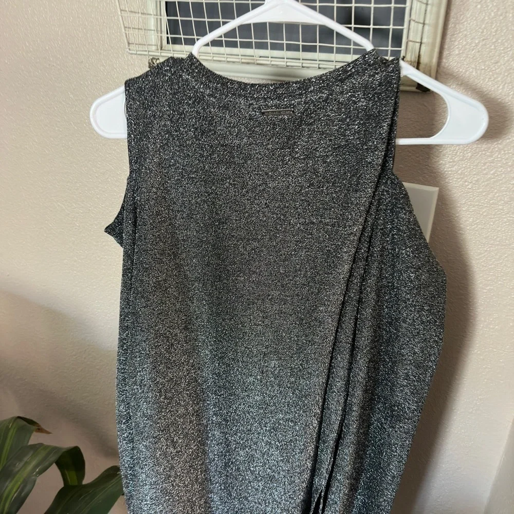 Michael Kors Off Shoulder Gray Sparkles Top Blouse